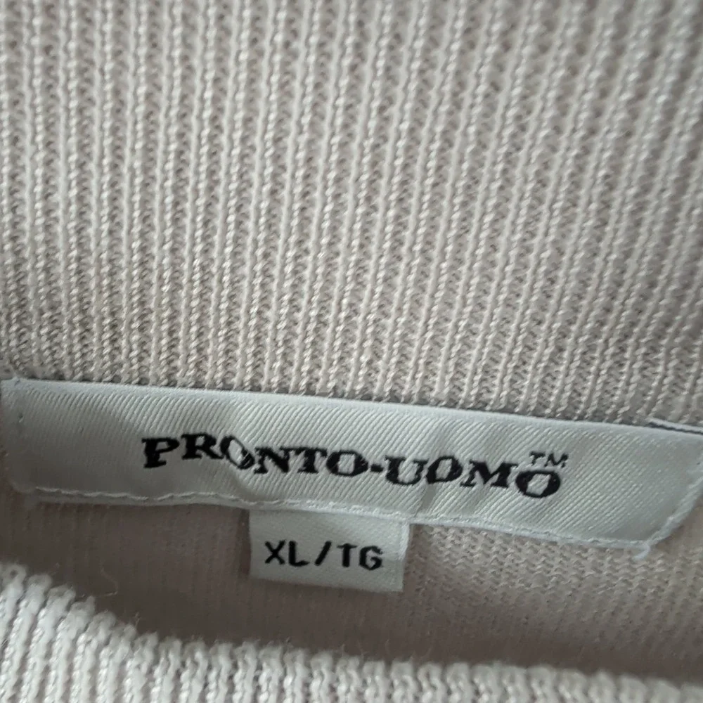 Vintage Pronto Uomo Knit Silk Blend Mock‎ Neck Pullover Sweater Beige Size XL